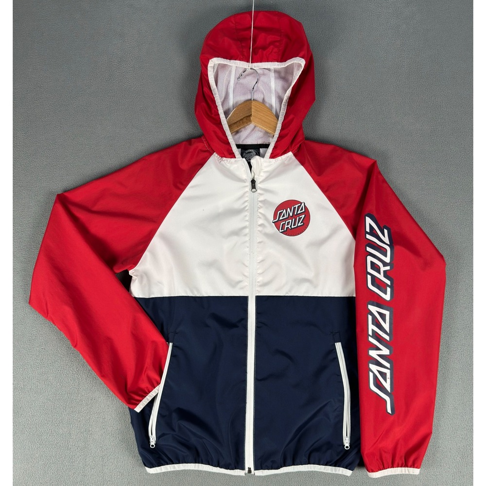 Santa Cruz Jacket Womens Small Red White Blue Skateboarding Skater So Cal